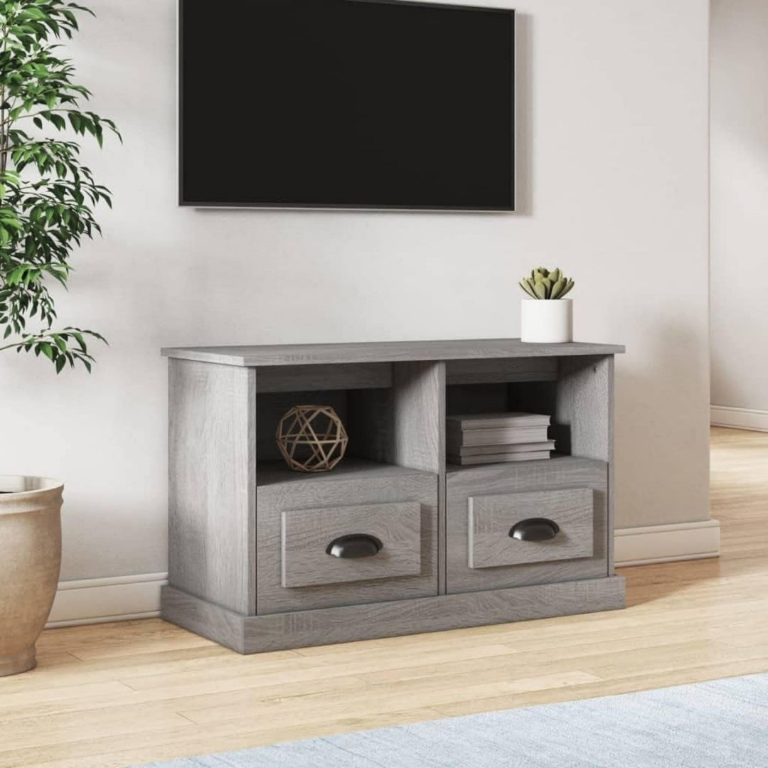 Meuble TV gris contemporain 80 x 35 x 50 cm