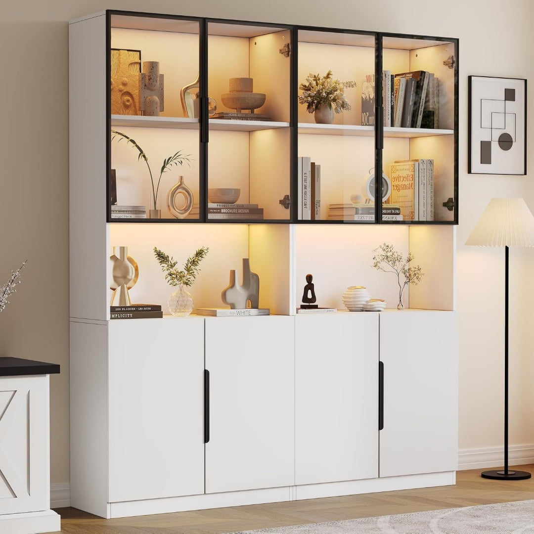 Vitrine gris chaleureux classique 160 x 30 x 200 cm
