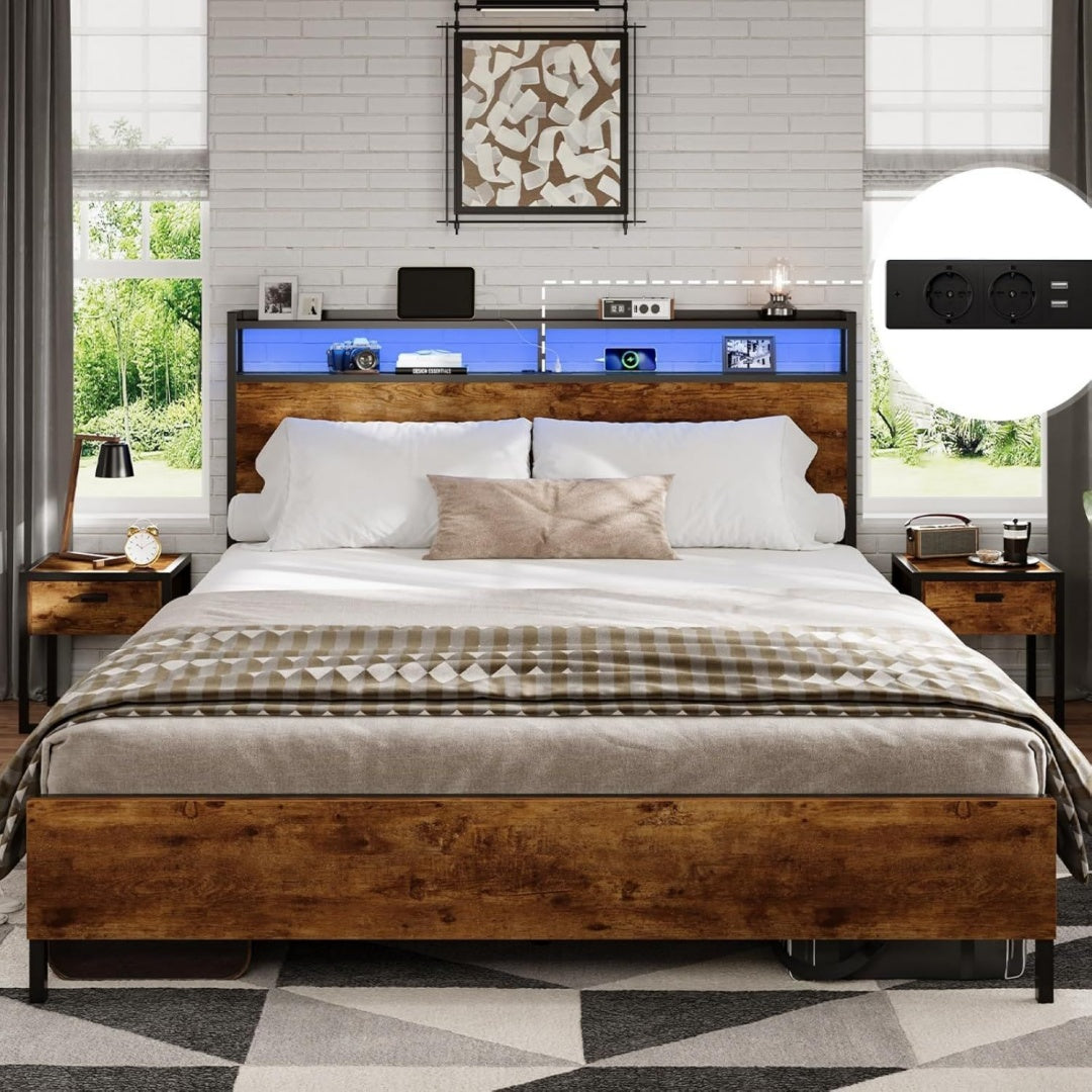 Base de lit Grise en bois