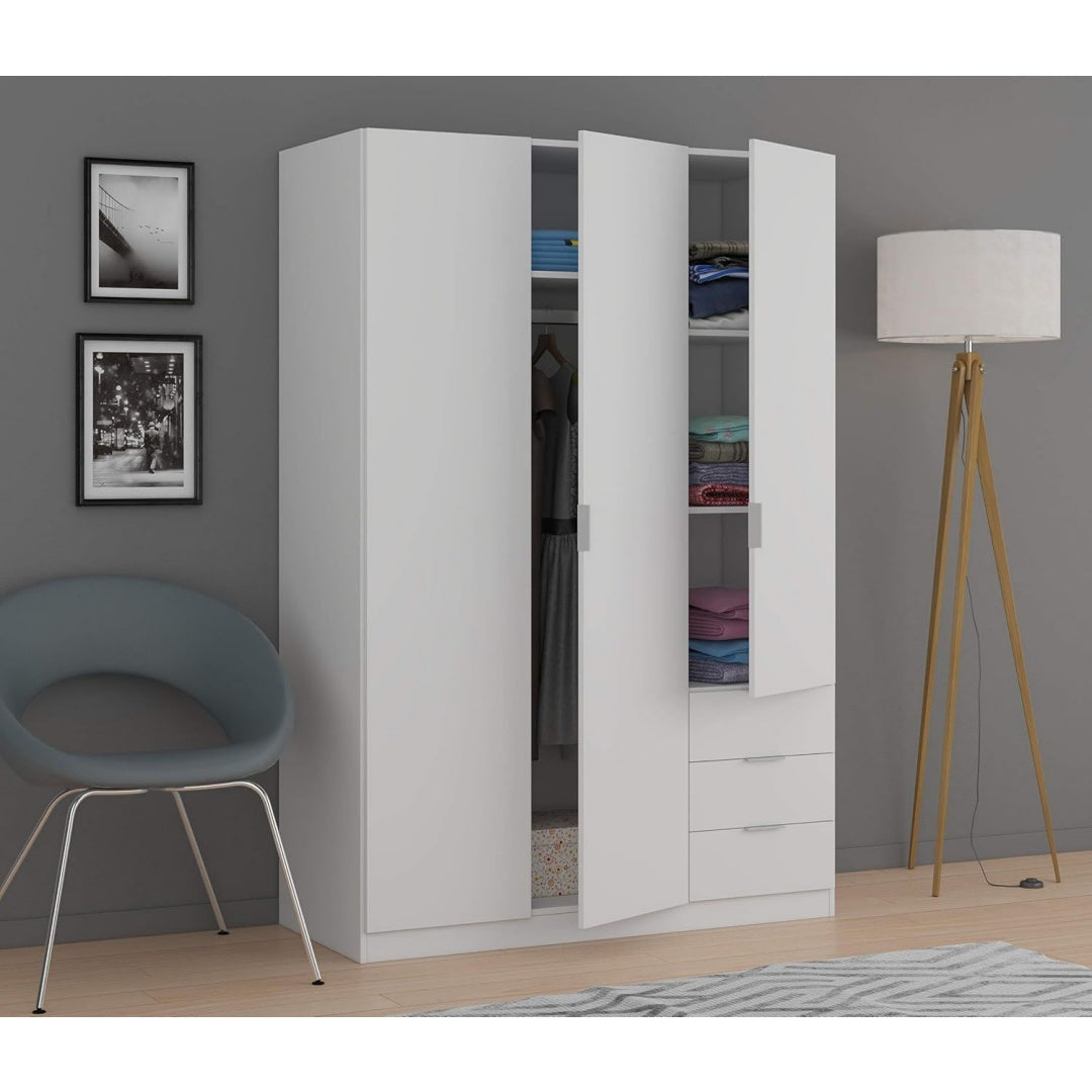 Penderie Grise finition bois etagere ouverte