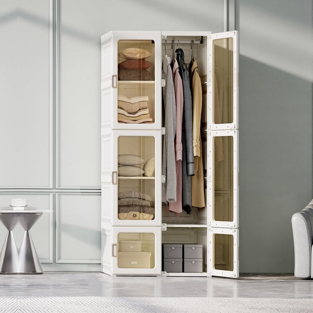 Meuble armoire gris, pliable, ideal pour chambre
