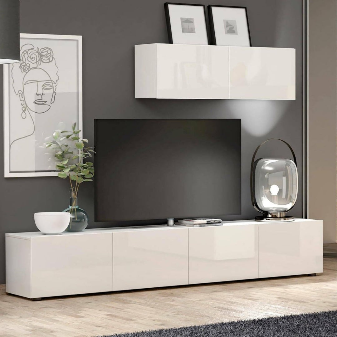 Meuble TV design moderne gris 225 x 38 x 39 cm