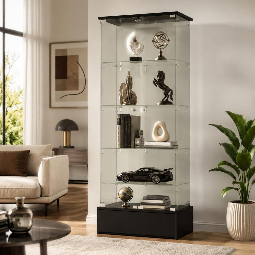 Style Industriel, vitrine beige (35.1 x 70.1 x 180 cm)