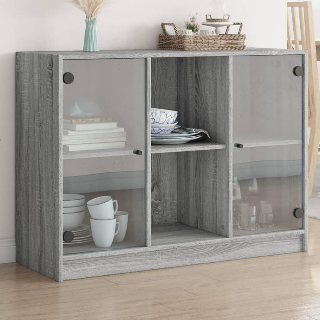 Buffet moderne bois d'ingenierie gris 102 x 37 x 75.5 cm