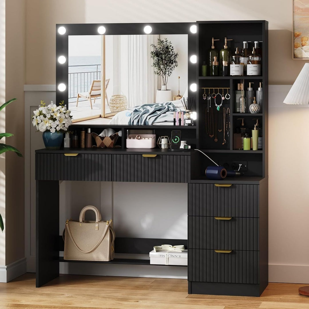 Moderne vanite gris fonce caractere boheme