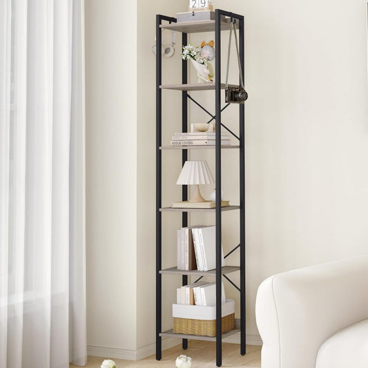 Astucieux bibliotheque gris clair en acier 24 x 39 x 185 cm