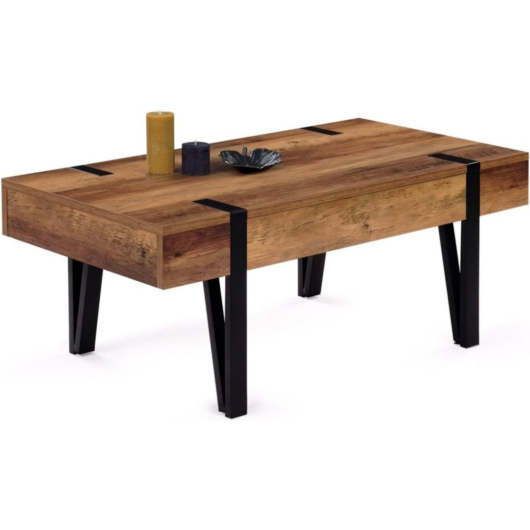 Table basse marron, plateau relevable ideal pour salon