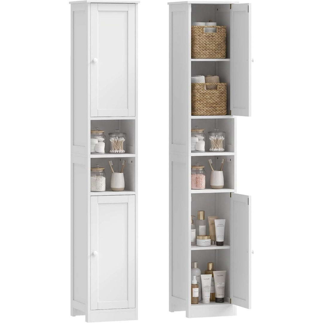 Meuble colonne gris clair, rangement elegant