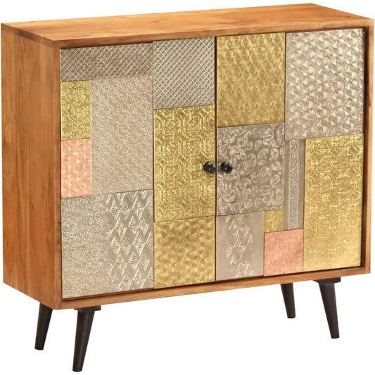 Buffet vintage en bois massif et metal