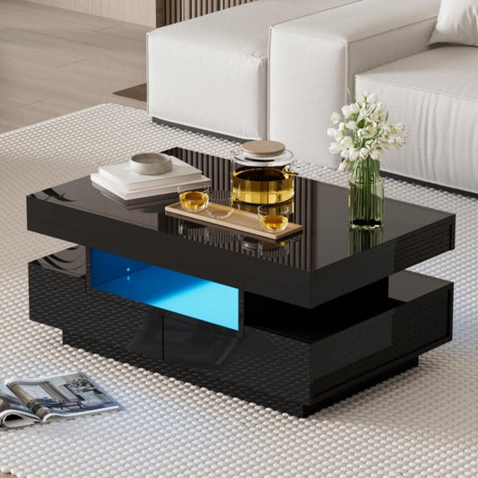 Table basse gris avec eclairage LED 80 x 50 x 36 cm