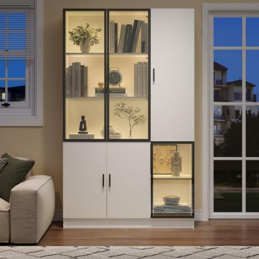 En panneau de particules, armoire vitree marron style moderne 3 portes