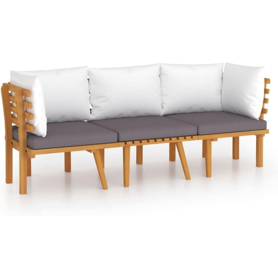 En bois d'acacia massif canape gris clair style rustique
