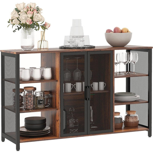 Credence gris fonce en bois style industriel 120 x 40 x 76 cm