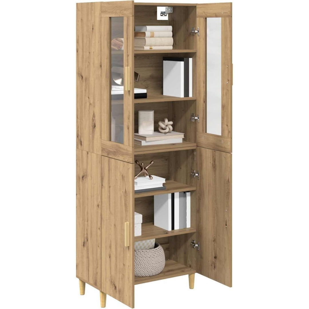 Buffet de cuisine style contemporain en bois ingenierie marron a 4 portes