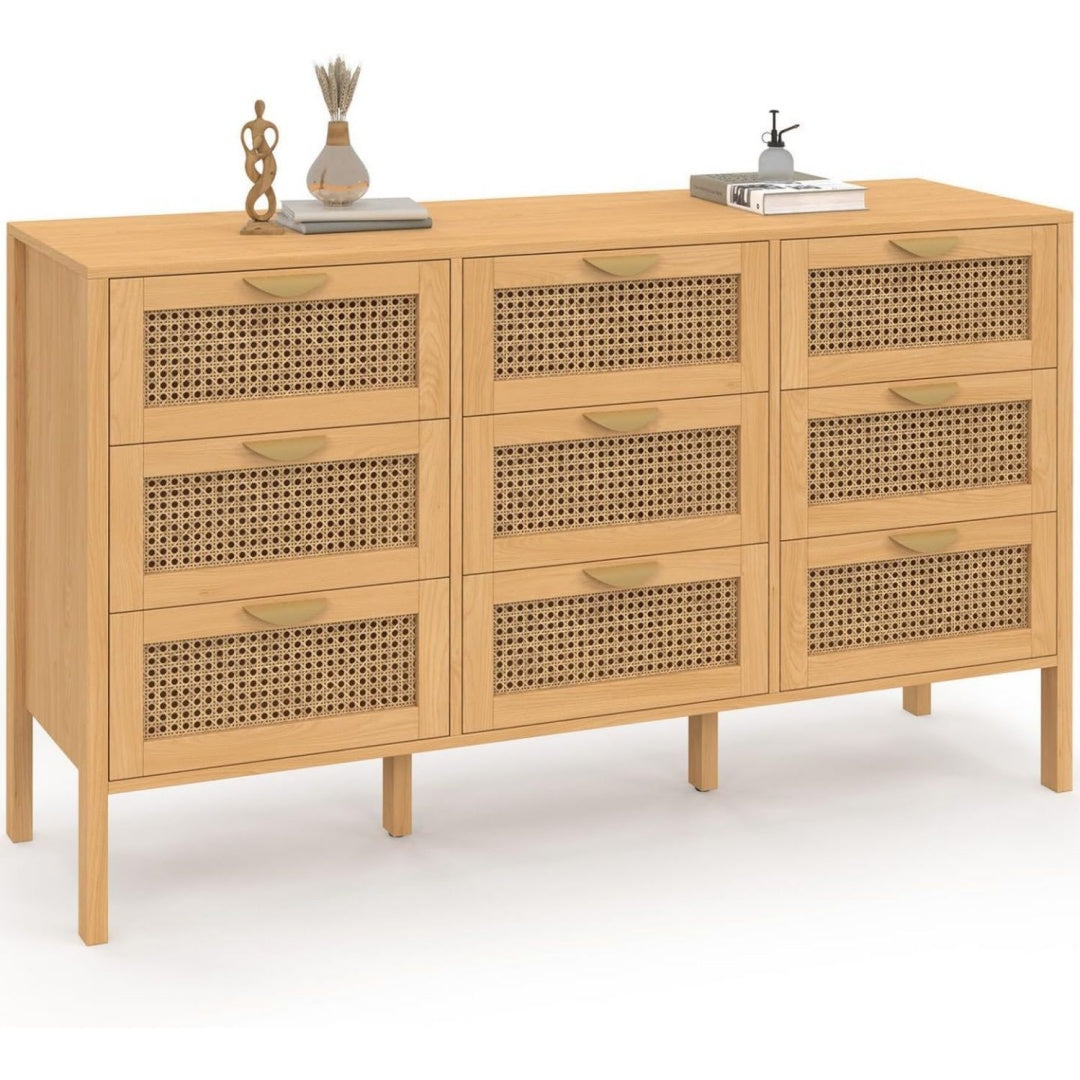Coffre a tiroirs pour entree marron moderne