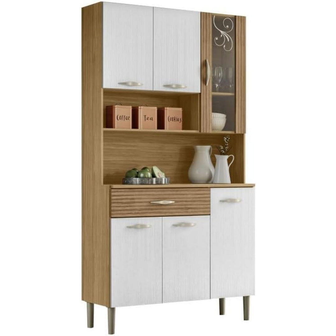 Buffet MDF gris 6 portes et 1 tiroir