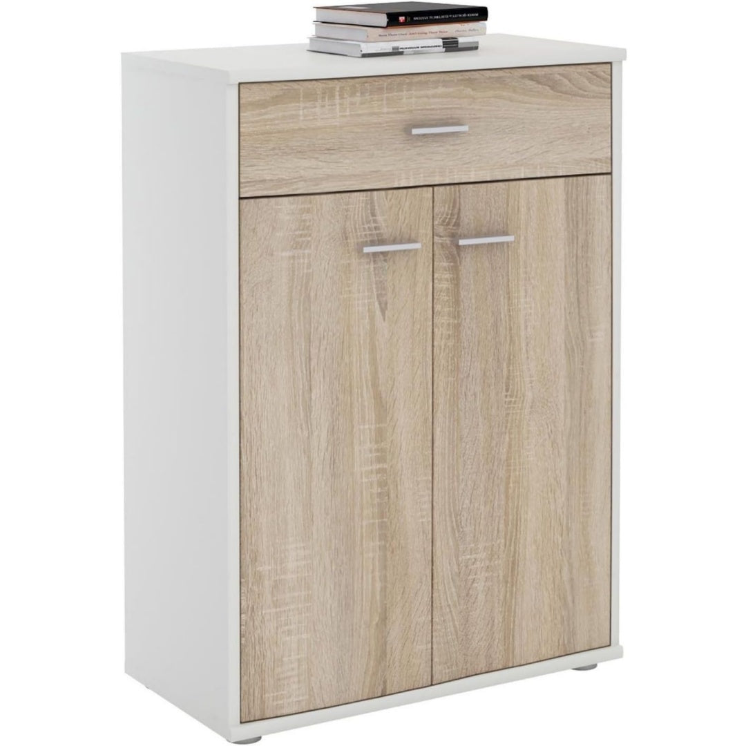 Coiffeuse marron bois ingenierie design moderne, a 2 portes 1 tiroir